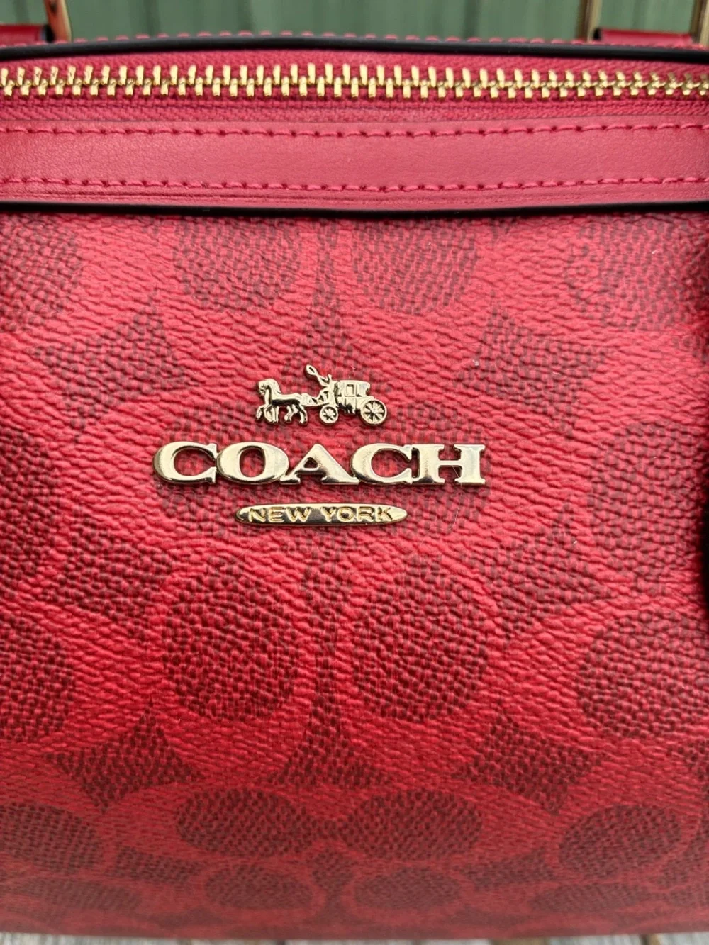Coach Rowan Satchel Bag In Signature Canvas Crimson Red Purse